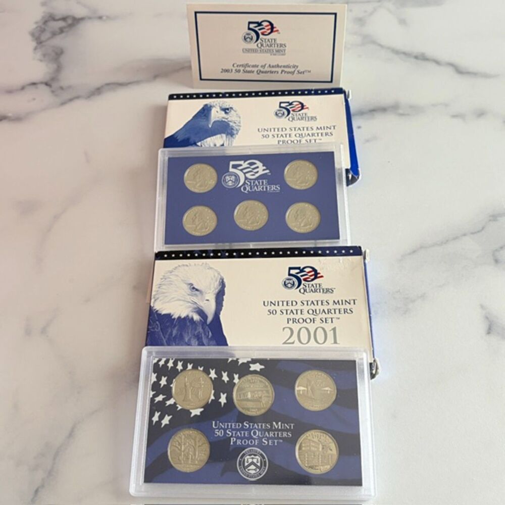 2001 2003 US Mint 50 State Quarters Clad Proof Sets OGP COA Lot of 2